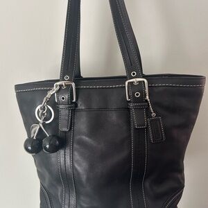 Coach Black Leather Hampton Tote